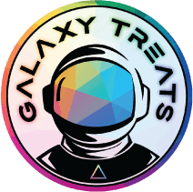 Galaxy Treats Logo with a colorful image of an Astronaut