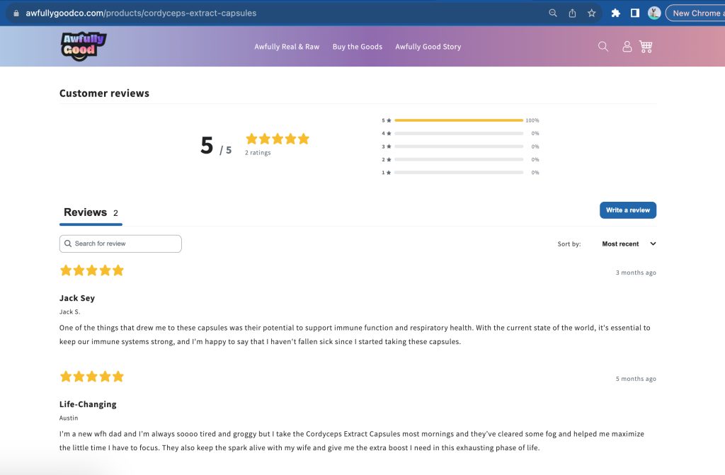 Awfully Good cordyceps review